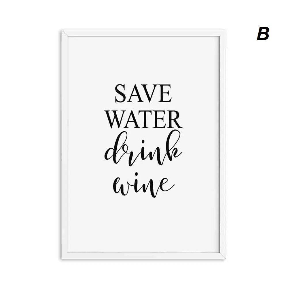 Save Water Drink Wine Quotes Wall Art Canvas Print