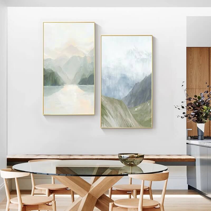 Scandinavian Green Mountain Canvas Wall Art