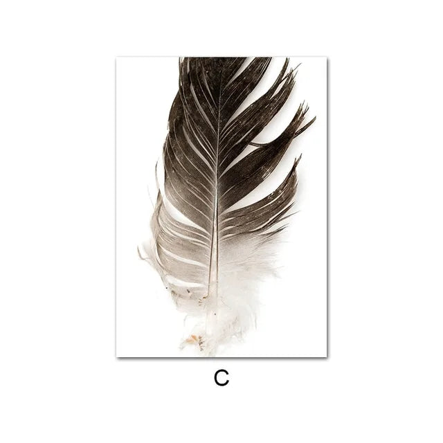 Scandinavian Poster Leopard Feather Flower Nordic Wall Art