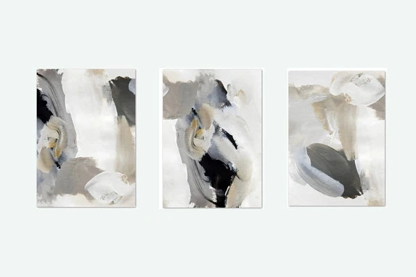 Abstract Brush Strokes Black White Wall Art Canvas Prints