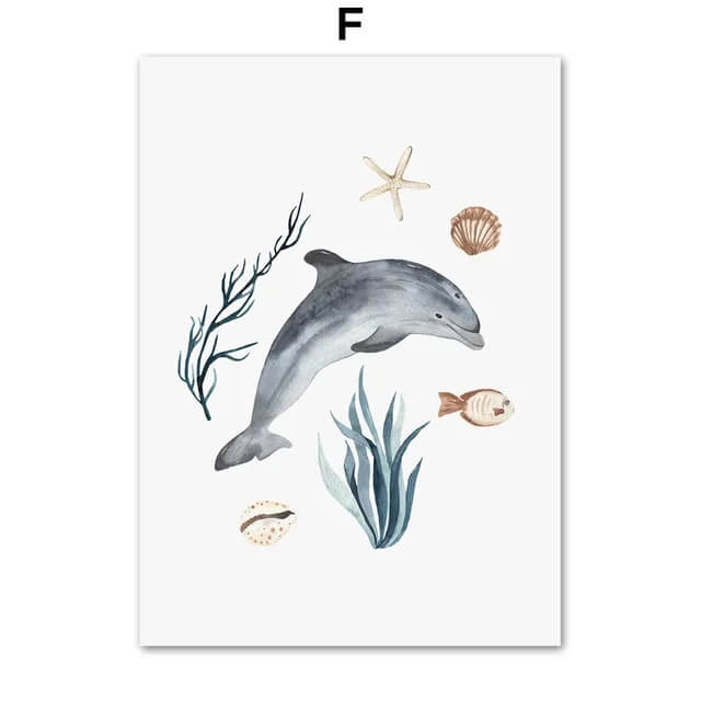 Shark Whale Dolphin Sea Turtle Ocean Canvas Prints