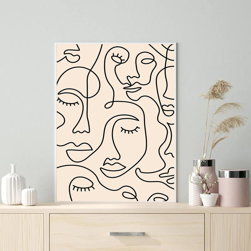 Abstract Single Face Line Art Canvas Prints