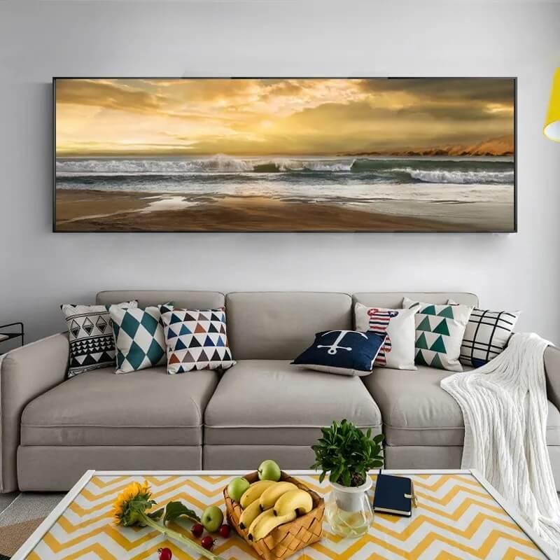 Sunset Seashore Large Canvas Wall Art