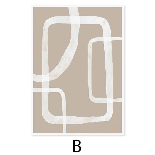Trendy Abstract Beige Line Canvas Wall Art