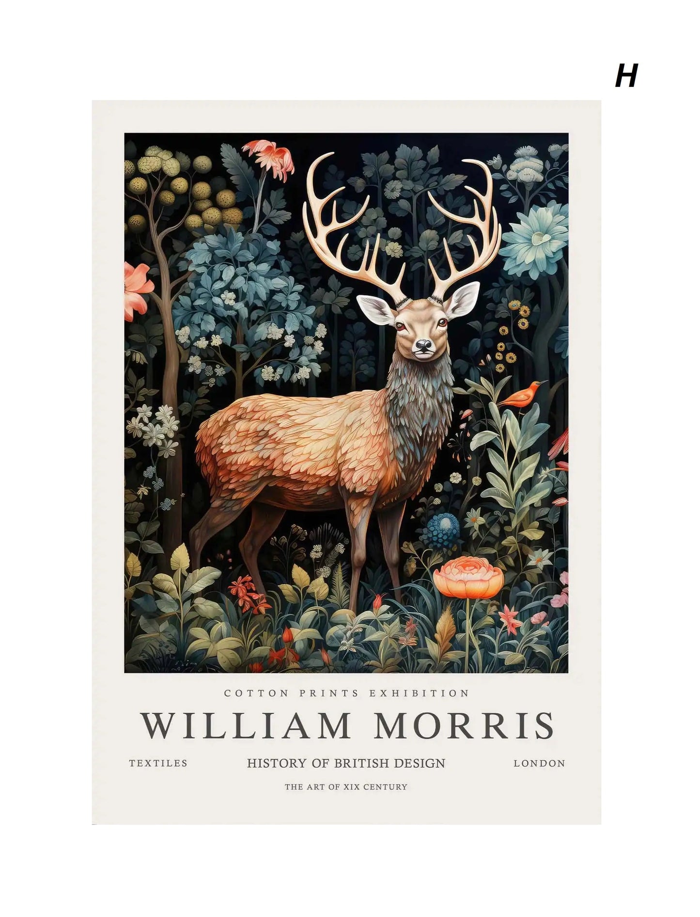 Vintage William Morris Exhibition Wall Art Butterfly Fox Deer Rabbit Canvas Prints