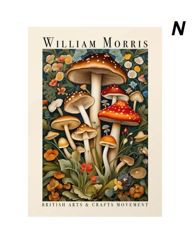 Vintage William Morris Wall Art Cat Owl Floral Art Nouveau Inspired Wall Art