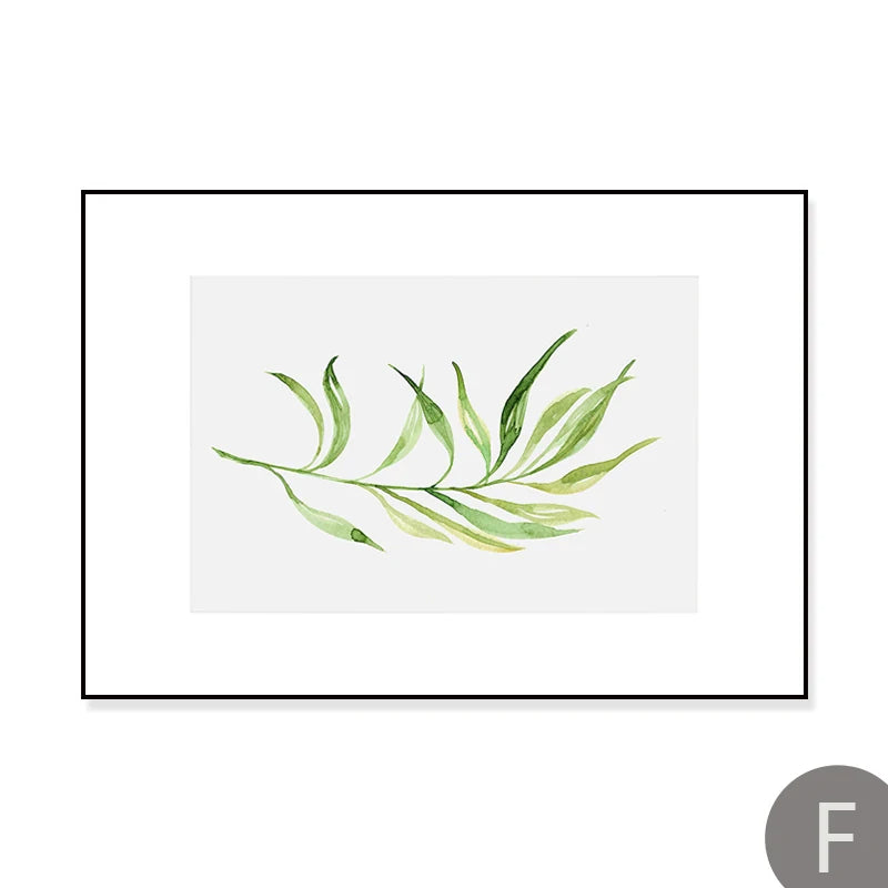 Watercolor Green Plants Leaves Minimalist Wall Art