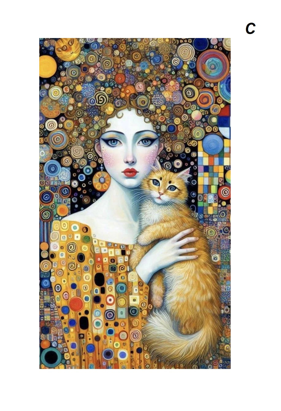 Woman And Cat Colorful Abstract Floral Canvas Print