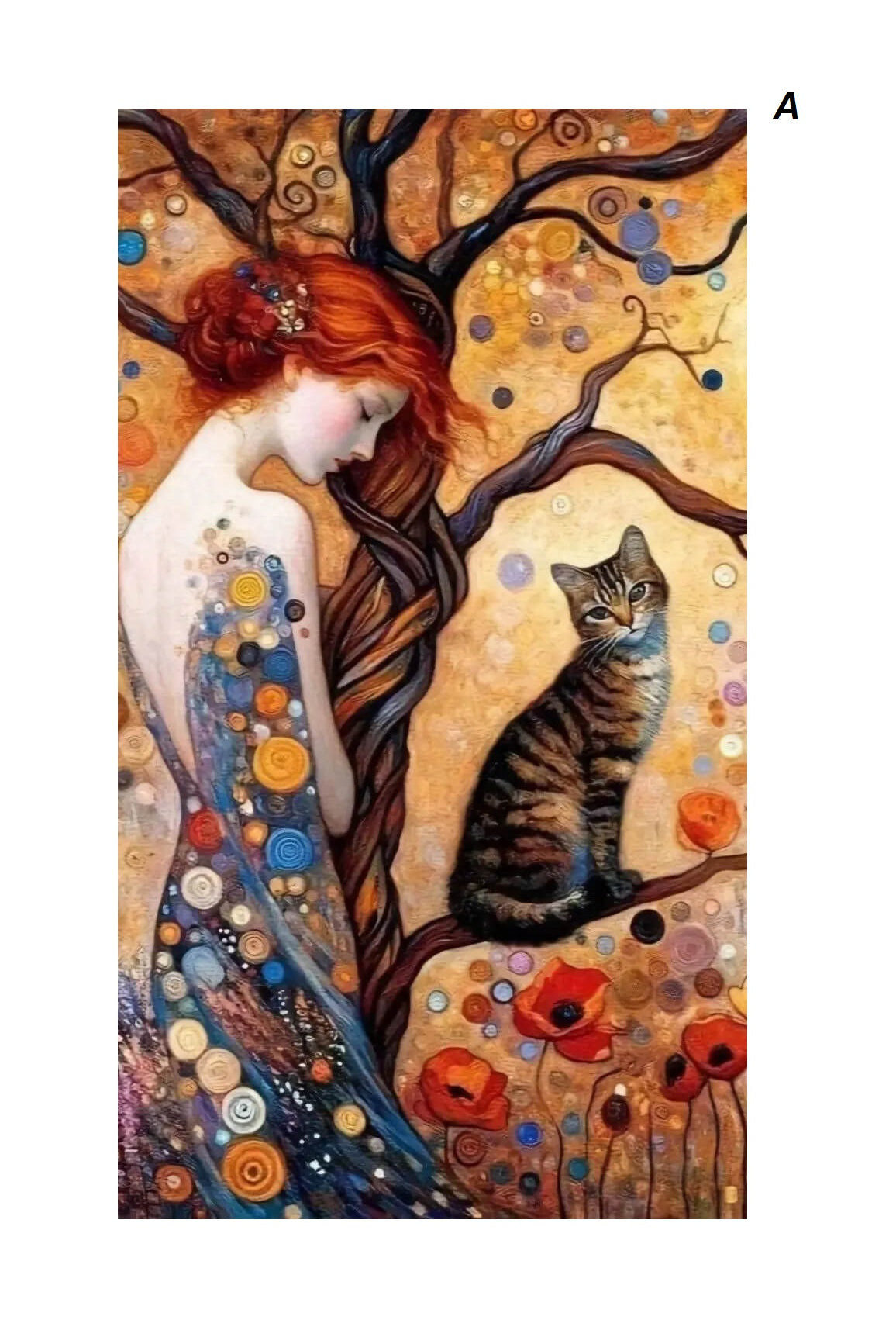 Woman And Cat Colorful Abstract Floral Canvas Print