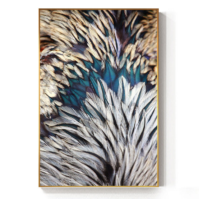 Abstract Teal Feathers Wall Art Canvas Prints