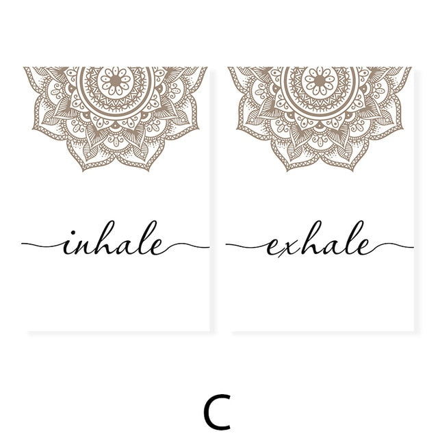 Scandinavian Floral Mandala Inhale Exhale Wall Art
