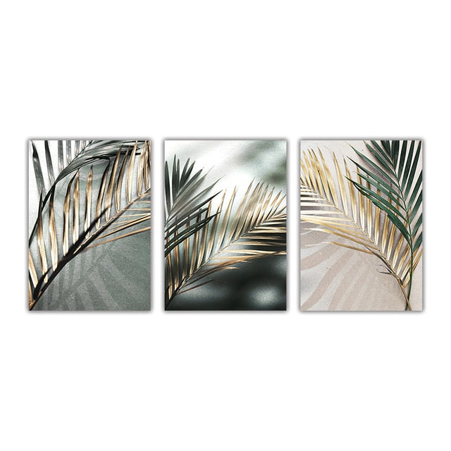 Golden Palm Leaves Canvas Prints
