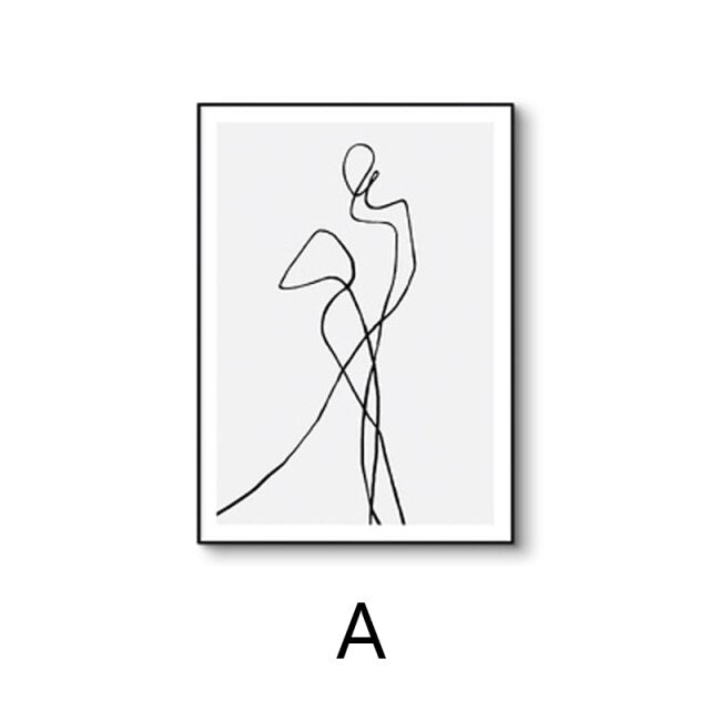Minimalist Black & White Figures Line Art Canvas Prints