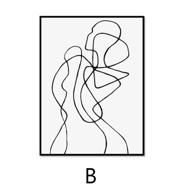 Minimalist Black & White Figures Line Art Canvas Prints