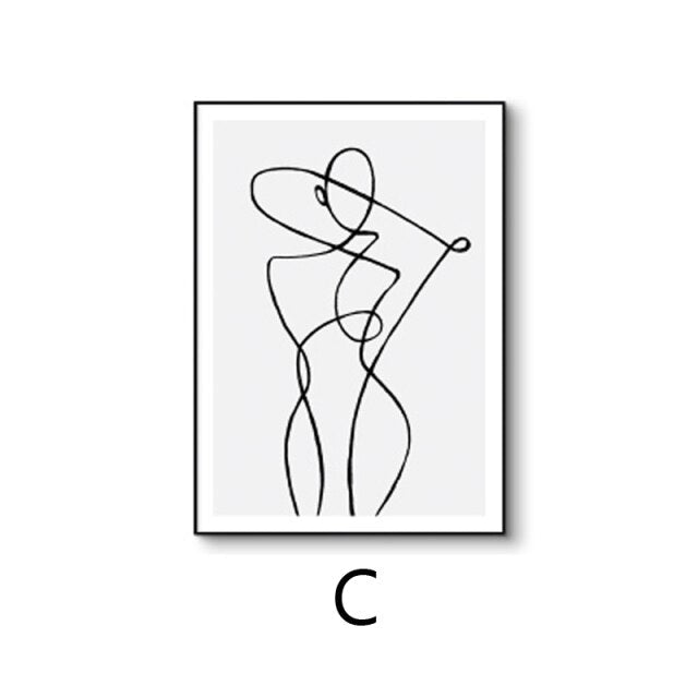 Minimalist Black & White Figures Line Art Canvas Prints
