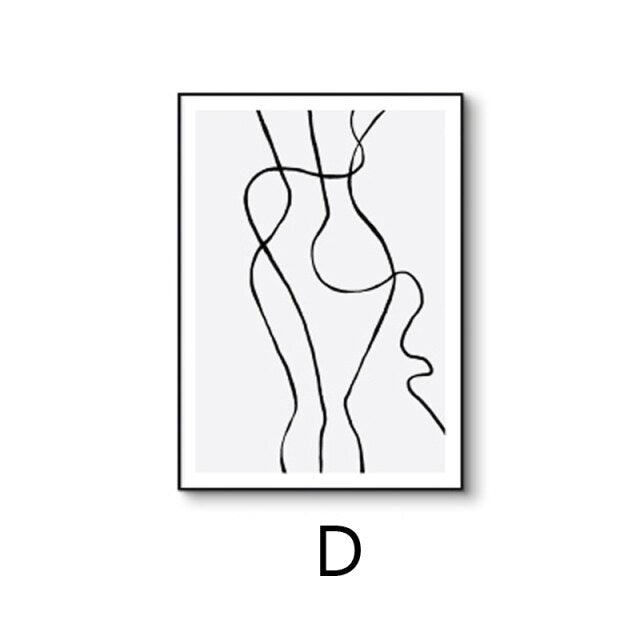 Minimalist Black & White Figures Line Art Canvas Prints