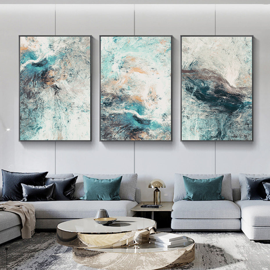 Natural Shades Of Blue Green Abstract Wall Art