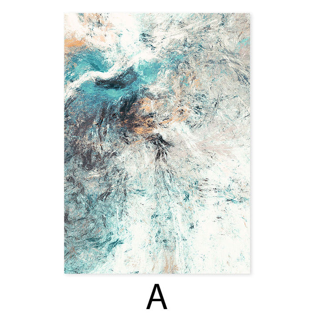 Natural Shades Of Blue Green Abstract Wall Art