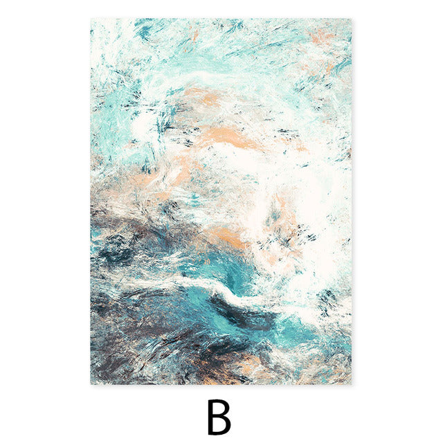 Natural Shades Of Blue Green Abstract Wall Art
