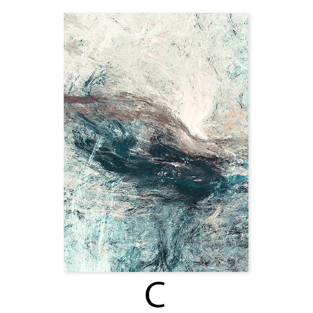 Natural Shades Of Blue Green Abstract Wall Art