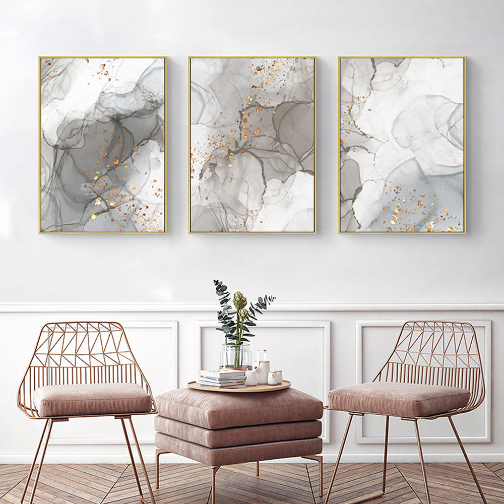 Gray Golden Marble Canvas Prints