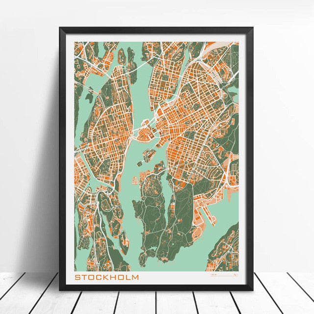 City Maps Wall Art Famous City Paris New London Stockholm Canvas Prints
