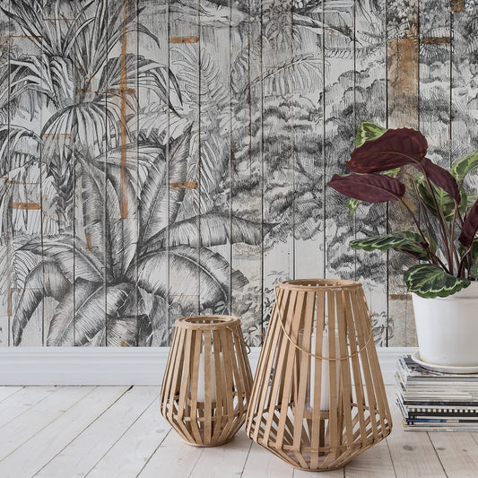 Tropical Jungle Bali Boards Mural Wallpaper (SqM)
