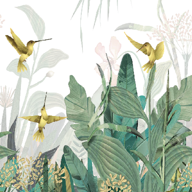 Heaven Birds Tropical Mural Wallpaper (SqM)
