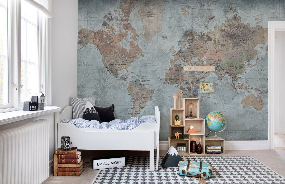 Around the World Map Earth Mural Wallpaper (SqM)