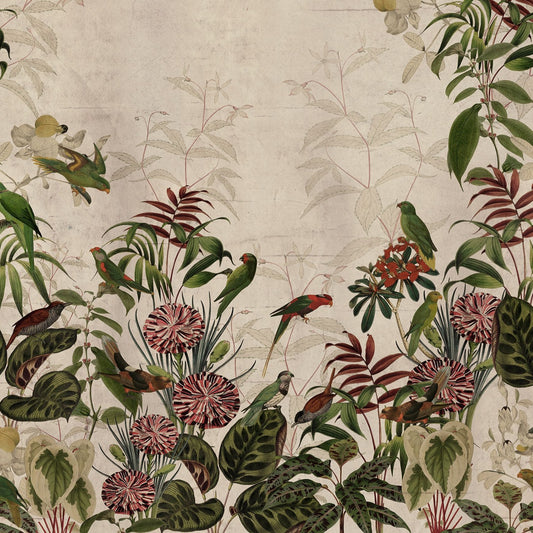 Jungle Lush Vigor Coral Mural Wallpaper (SqM)