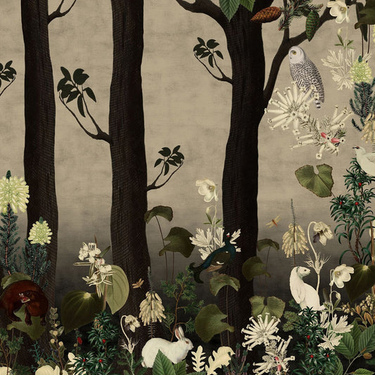 Rabbit Hole Grey Mural Wallpaper (SqM)