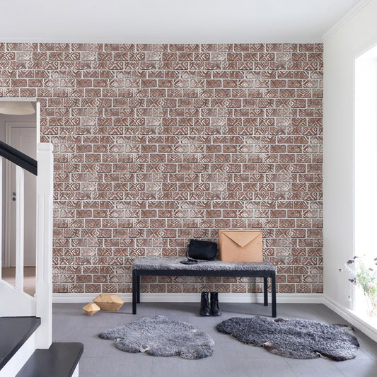 Boho Red Bricks Mural Wallpaper (SqM)