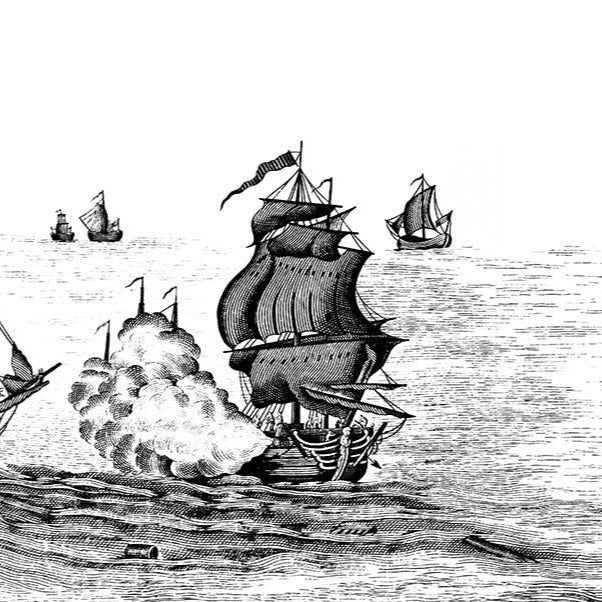 Pirates Adventure B&W Mural Wallpaper (SqM)