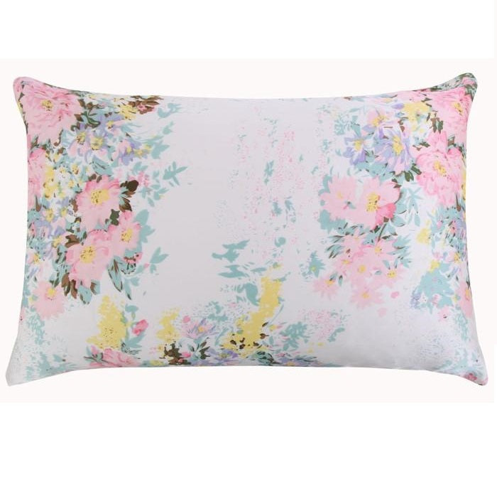 Blue Rose Floral Mulberry Silk Pillowcase