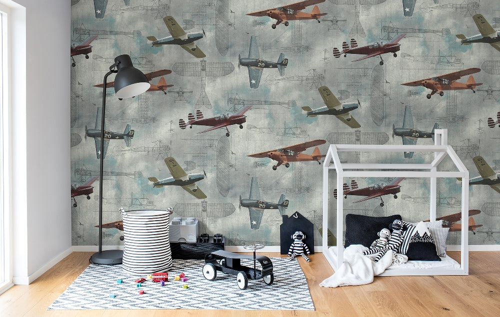 Retro Aero Show Mural Wallpaper (SqM)