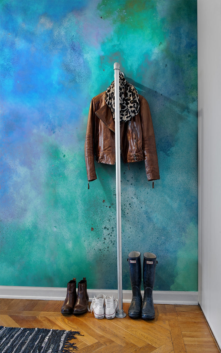 Color Clouds Aquamarine Mural Wallpaper (SqM)