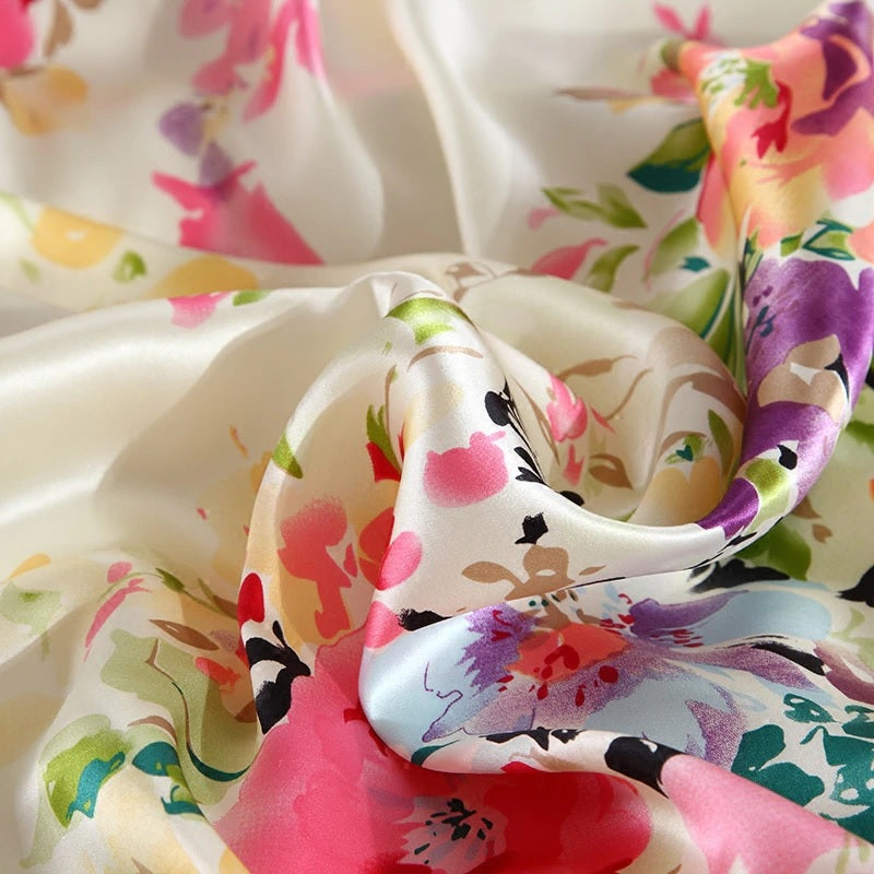 Rose Aquarelle Floral Mulberry Silk Pillowcase