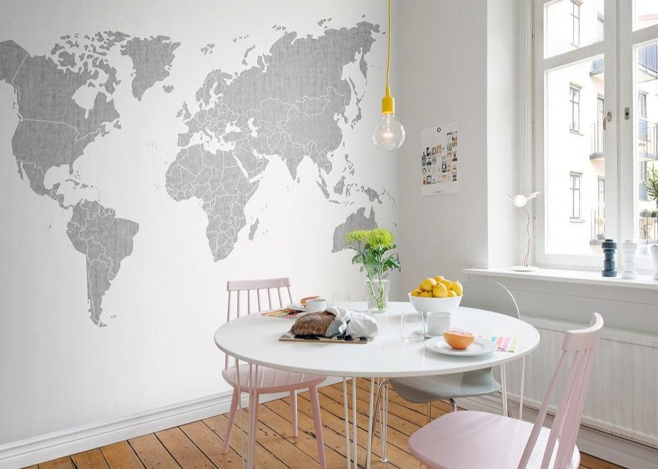 Your Own World Map Concrete Mural Wallpaper (SqM)