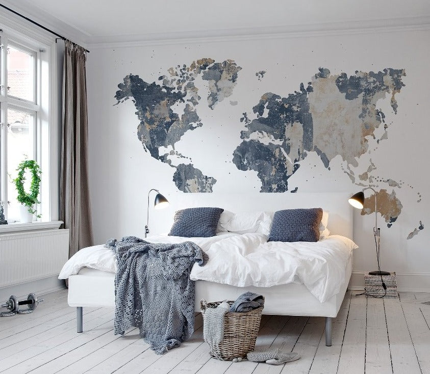 Your Own World Map Battered Mural Wallpaper (SqM)