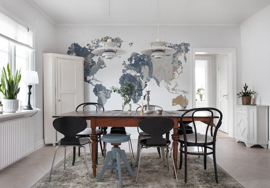 Your Own World Map Battered Mural Wallpaper (SqM)