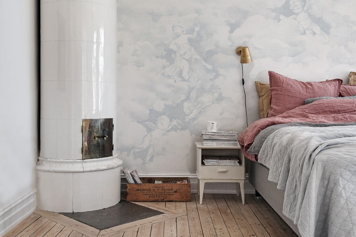 Chubby Cerubs Blue Mural Wallpaper (SqM)