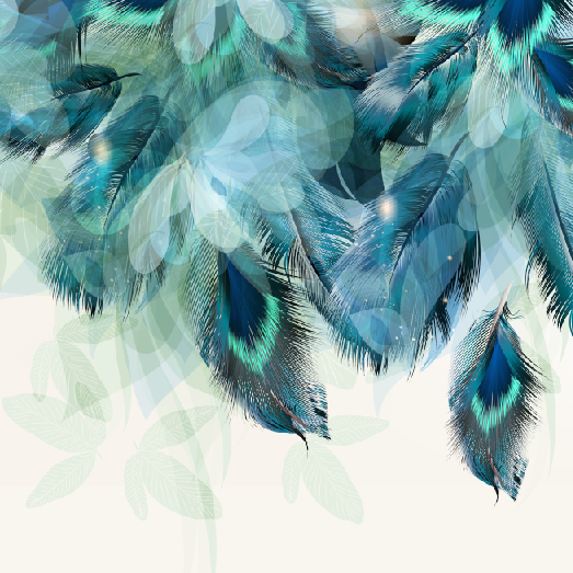 Teal Feathers Mural Wallpaper(SqM)