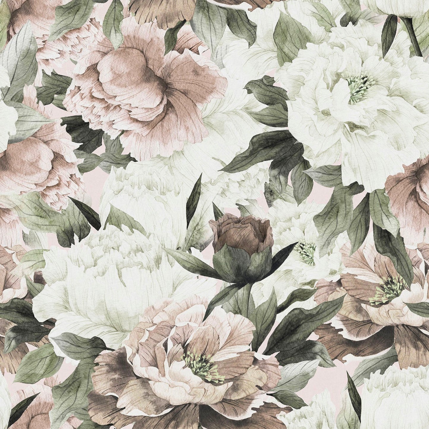 Blush Peonies of Taormina Mural Wallpaper (SqM)