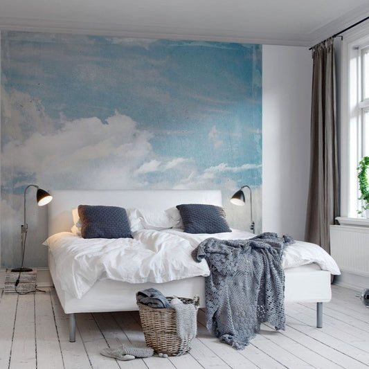 Sky Blue Cloud Puff Mural Wallpaper (SqM)