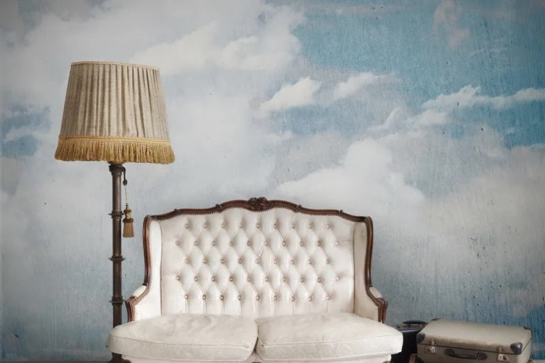 Sky Blue Cloud Puff Mural Wallpaper (SqM)