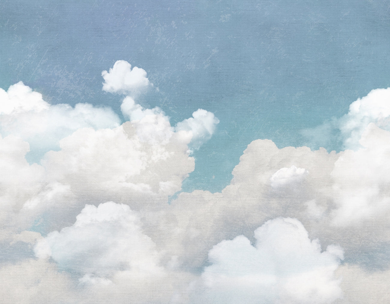 Blue Cuddle Clouds Mural Wallpaper (SqM)
