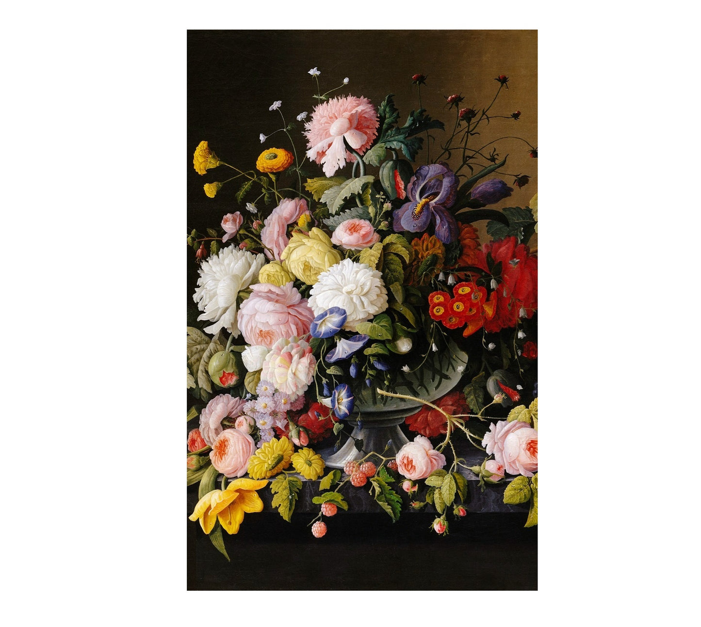 Flowers and Fruits Bouquet Dark Mural Wallpaper (SqM)