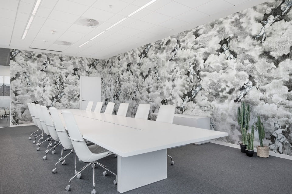 Chubby Cerubs Graphite Mural Wallpaper (SqM)