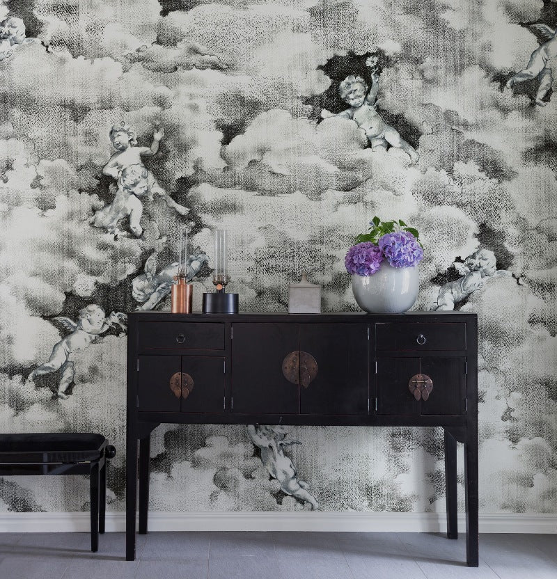 Chubby Cerubs Graphite Mural Wallpaper (SqM)