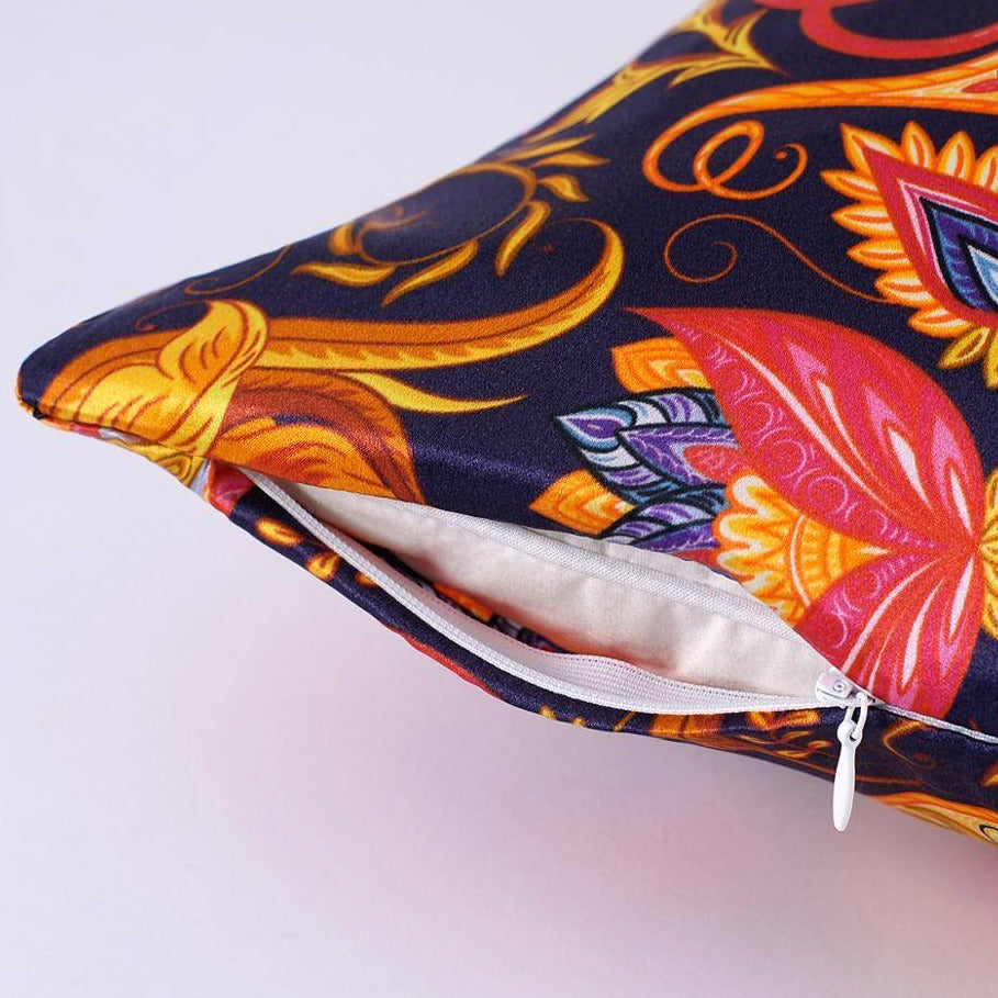 Golden Paisley Grade 6A Mulberry Silk Cushion Cover